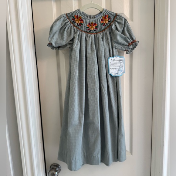 NWT Remember Nguyen Girls Thanksgiving Smocked Dress 
Size: 4T - Picture 1 of 5
